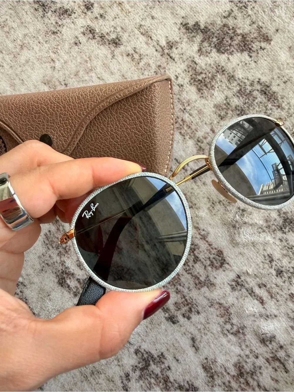 Ray-Ban Woman’s Round Sunglasses — Black Lenses with Gold Frame